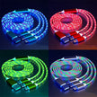 GlowCharge 3-in-1 LED fast charging cable with USB-C, Lightning, and Micro USB connectors.