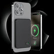 Ultra-thin magnetic wireless power bank with LED display for iPhone, Samsung, and AirPods.