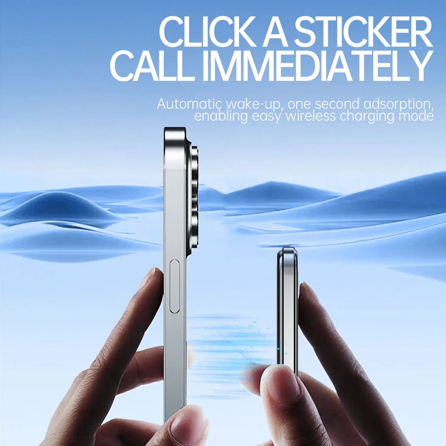 Ultra-thin magnetic wireless power bank with LED display for iPhone, Samsung, and AirPods.