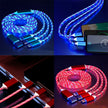 GlowCharge 3-in-1 LED fast charging cable with USB-C, Lightning, and Micro USB connectors.